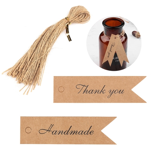 50PC/Set DIY "Thank you" "Handmade" Kraft  Gift