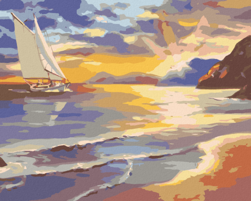 Zuty - Paint by Numbers - A SAILING SHIP COMING ASHORE (D. RUSTY