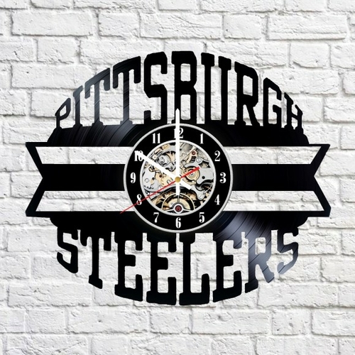 PITTSBURGH STEELERS HANDMADE VINYL RECORD WALL CLOCK FAN GIFT