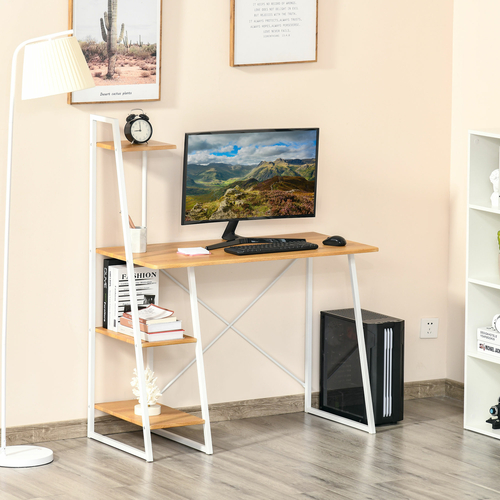 HOMCOM Home Office Computer Desk with 3-Tier Storage Shelves Study