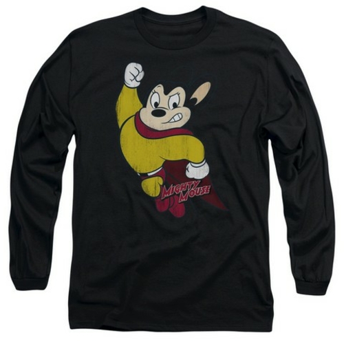 Trevco Mighty Mouse-Classic Hero - Long Sleeve Adult 18-1 Tee - Black-