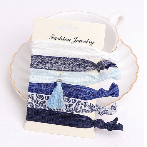 Fashion 5Pcs/Set Girl Print Elastic Hair Bands