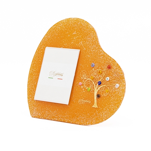Murano Glass Photo Frame Heart-shaped Tree of Life Decoration, Murrine