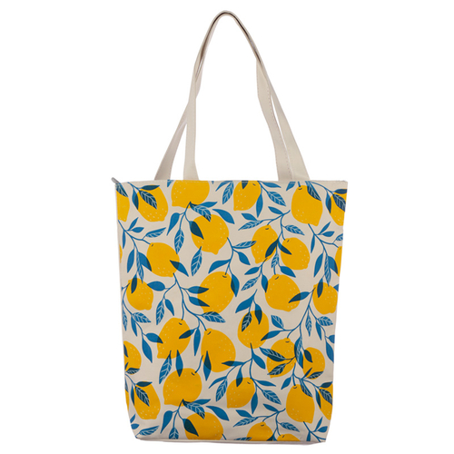 Handy Cotton Zip Up Shopping Bag - Lemons
