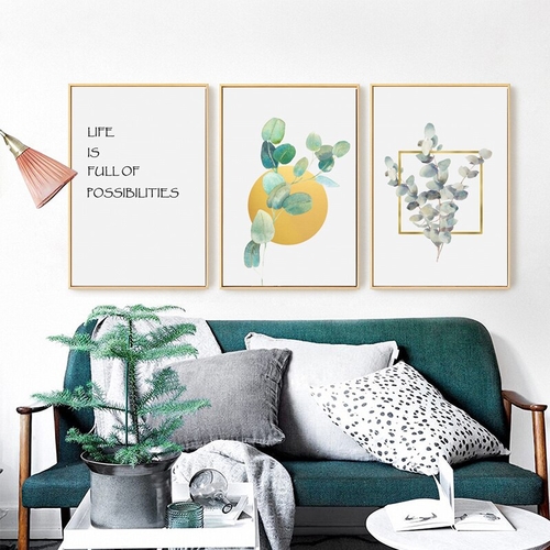 Nordic Decorative Watercolor Eucalyptus Leaves