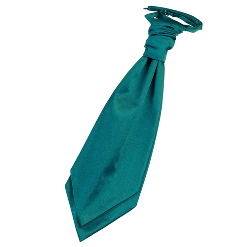 Plain Satin Pre-Tied Ruche Cravat - Teal