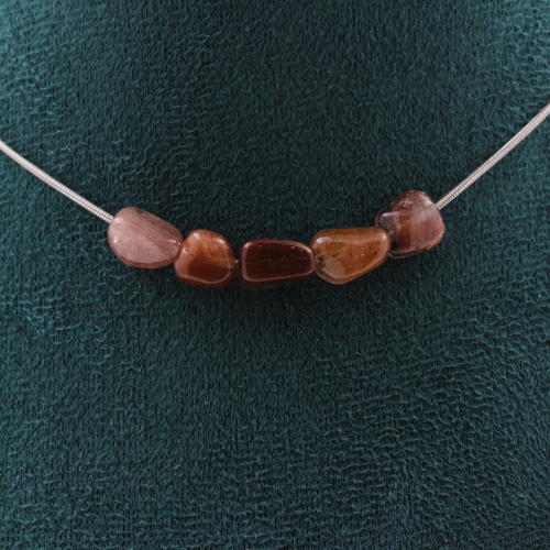 Red rutile Quartz from Brazil 5 beads necklace.