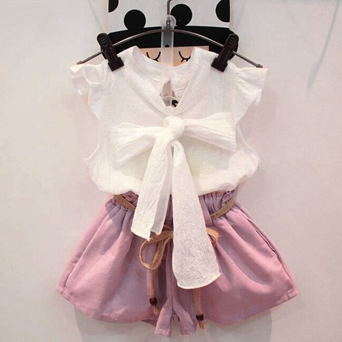 New summer children's suit girls bow tie with