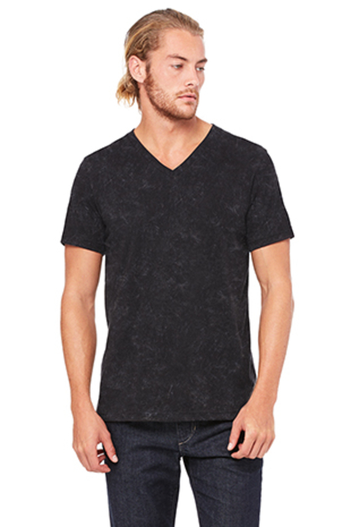 Bella 3005 Unisex Jersey Short Sleeve V-Neck Tee - Black Mineral Wash-