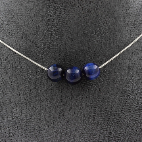 Blue Tiger's Eye 8 mm 3 beads necklace. 