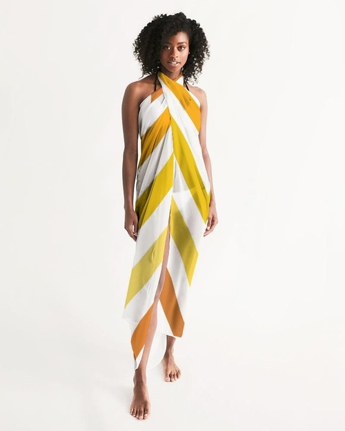 Sheer Herringbone Yellow Swimsuit Cover Up