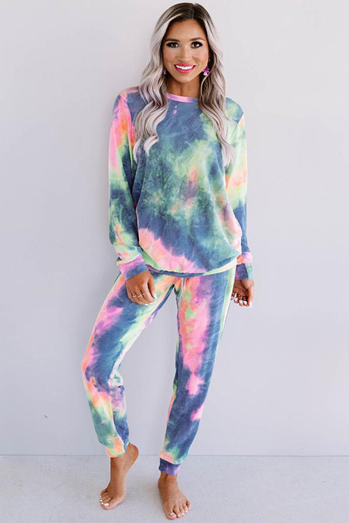 Blue Snuggle Down Tie Dye Lounge Set