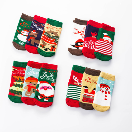 3Pairs Christmas Baby Infant Socks Cartoon