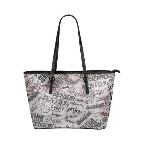 Large Leather Tote Shoulder Bag - Grey Senior Class Pattern B3558194