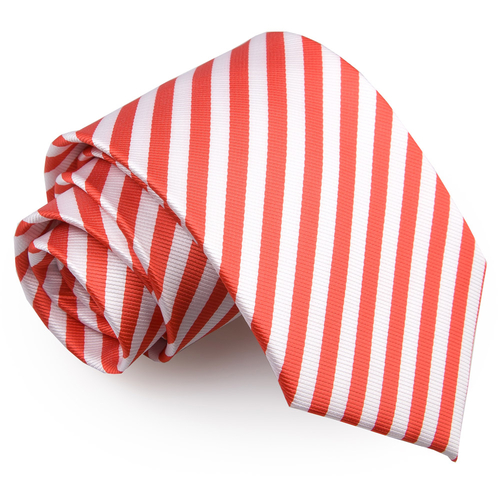 Thin Stripe Classic Tie - White & Red