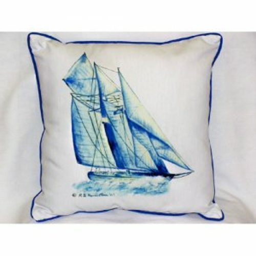 Betsy Drake HJ260 Blue Sailboat Indoor & Outdoor Throw Pillow- 16 x 20