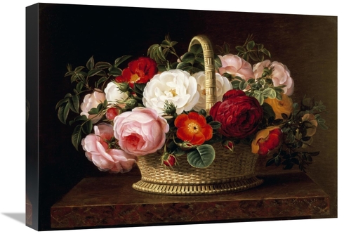 Global Gallery GCS-266630-22-142 22 in. Roses in a Basket on a Ledge A