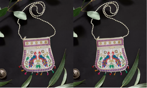 Women Sling Bag Handcrafted Matka 2 Peacock Cotton Pack of 2