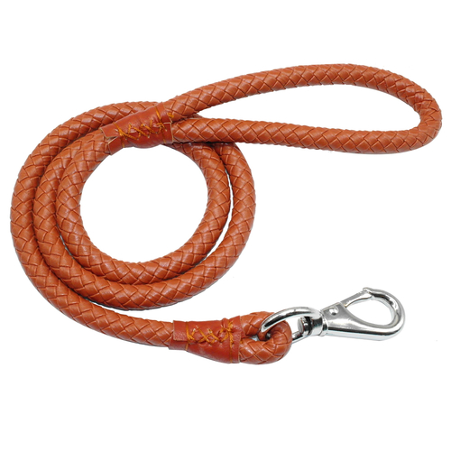 Braided Rolled Rounded Pu Leather Dog Leash Pet