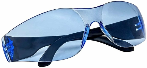 Wrap Around Safety Glasses. ANSI, CE Blue lens. Pack of 12 Anti