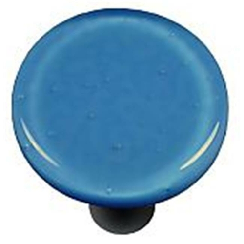 Hot Knobs HK1029-KRB Egyptian Blue Round Glass Cabinet Knob - Black Po