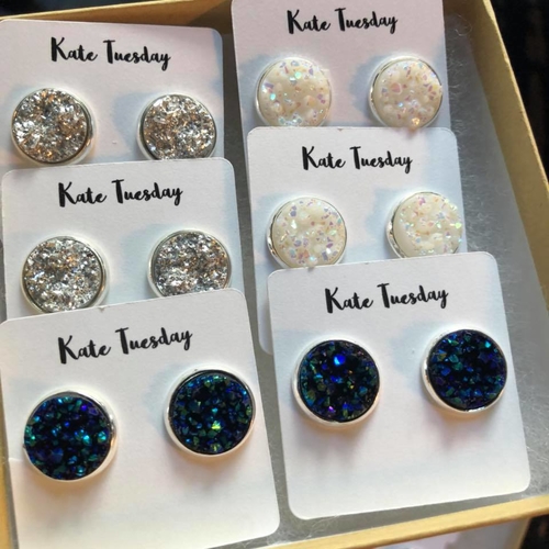 Blues + Silvers Druzy Earring Box