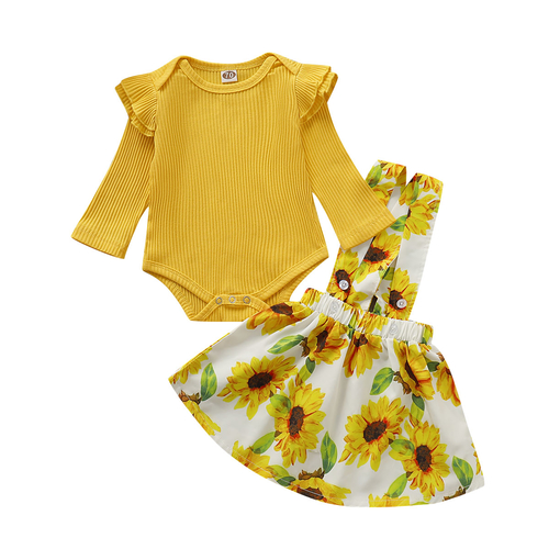 2PCS Toddler Baby Girls Autumn Clothes Sets Yellow
