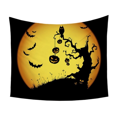 Halloween Party Tapestry Night Moon Microfiber