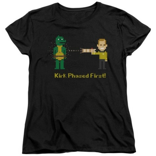 Trevco Star Trek-Kirk Phased First - Short Sleeve Womens Tee - Black- 