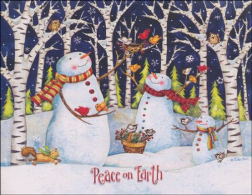 Perfect Timing 69222 Card-Boxed-Birch & Snowmen - Box of 18