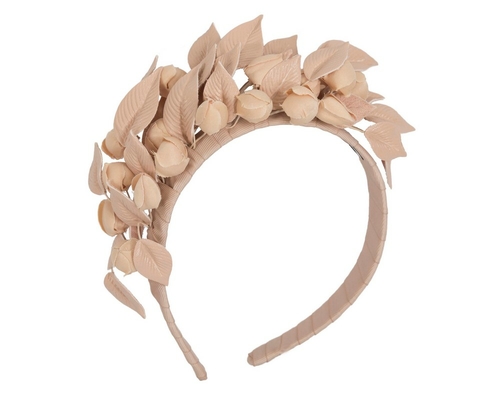 Nude sculptured leather flower headband fascinator