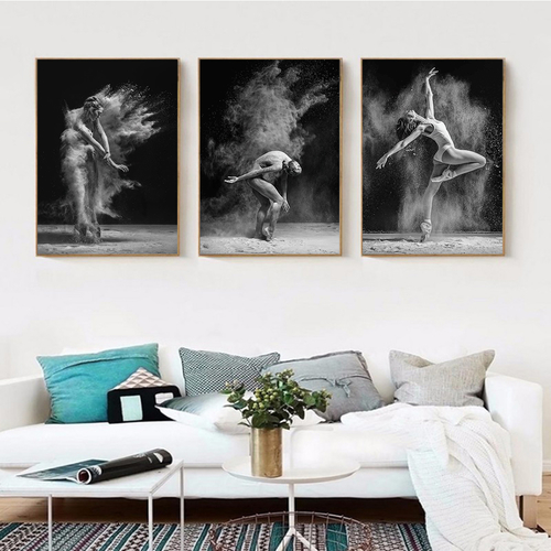 White Black Dance Body Wall Art Canvas Oil