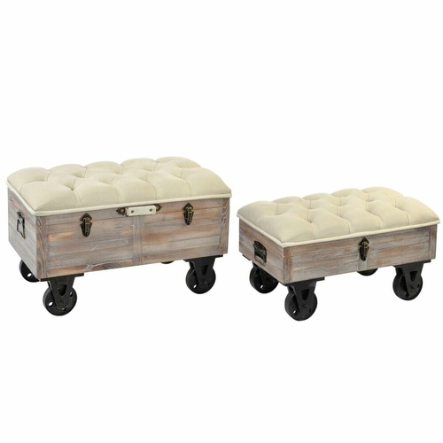 Bench DKD Home Decor   Fir Black Beige Brown Polyester (82 x 42 x 50