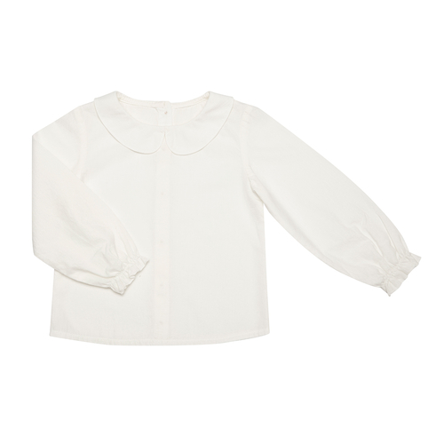 OrganicEra Organic Vual Girl’s Peter Pan Collar Shirt, White