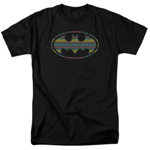 Batman-Aztec Signal - Short Sleeve Adult 18-1 Tee - Black, 3X