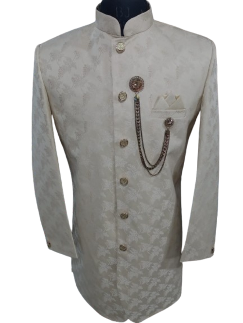 Skin Colour Sherwani For Men Party And Wedding, Size - 40