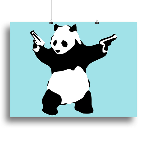Banksy Panda Light Blue Canvas Print or Poster