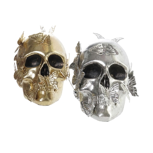 Decorative Figure DKD Home Decor Golden Silver Skull 16,5 x 10,5 x