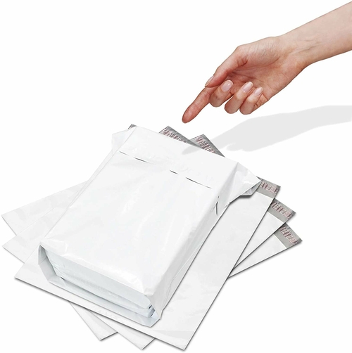 Poly Mailers for Clothing 11" x 13" x 4". Pack of 50 White Poly