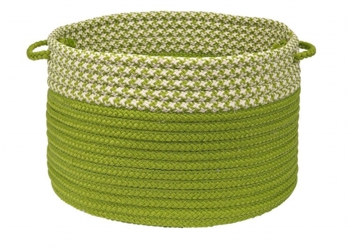 Houndstooth Dipped Basket - Lime 14''x10''