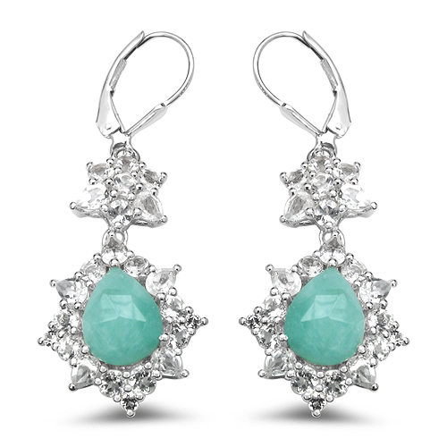 12.62 Carat Genuine Emerald & White Topaz .925 Sterling Silver