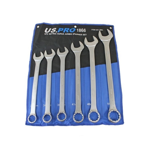 US Pro 6Pc Super Jumbo Metric Spanner Set