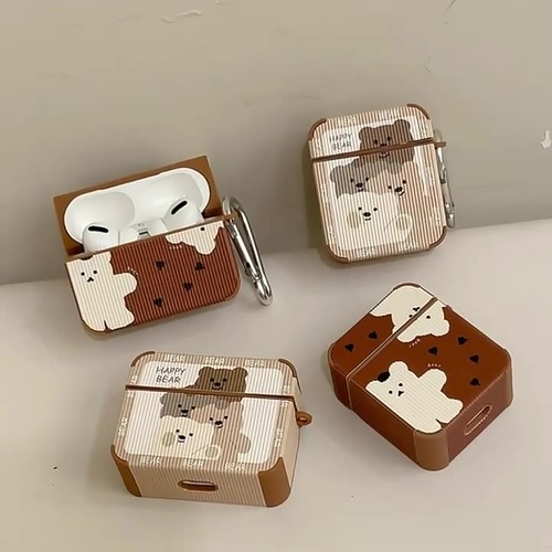 Happy Bear airpods 3 case,Cute bear airpods 1/2 pro case 