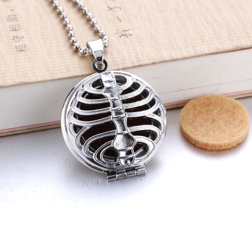 Ribs Aroma Diffuser Necklace Open Lockets Pendant