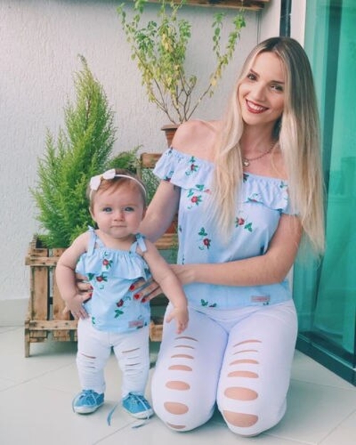 Mother Daughter Matching Women Girl Floral Striped