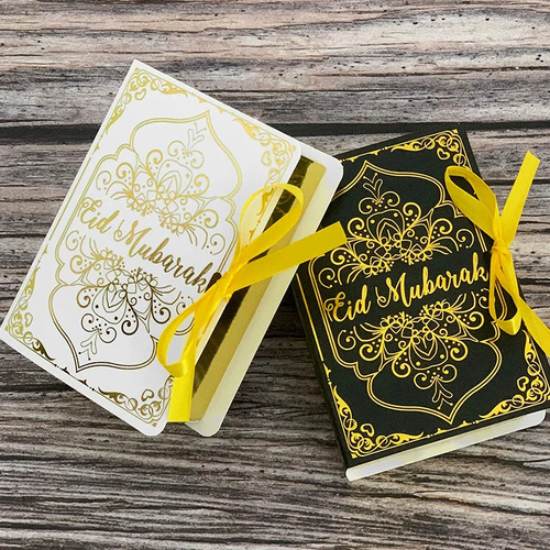 50pcs Eid Mubarak Chocolate Candy Boxes Book Shape Ramadan Decor Gift