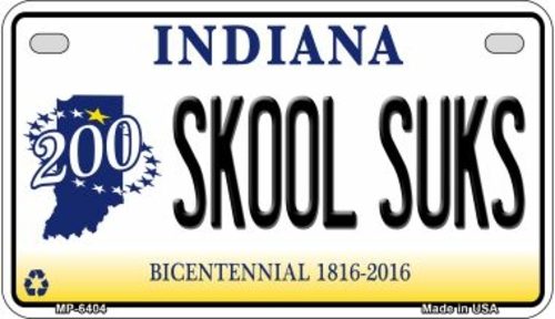 Smart Blonde MP-6404 7 x 4 in. Indiana Skool Suks Novelty Metal Motorc