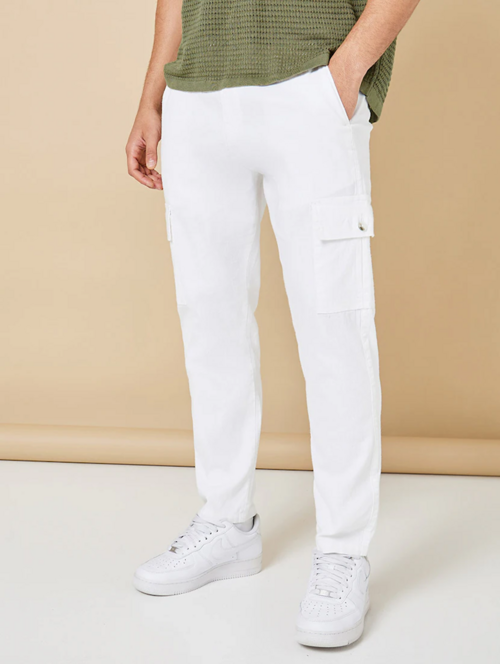 Men’s Cotton Cargo Pants (Color white) (Size 34)