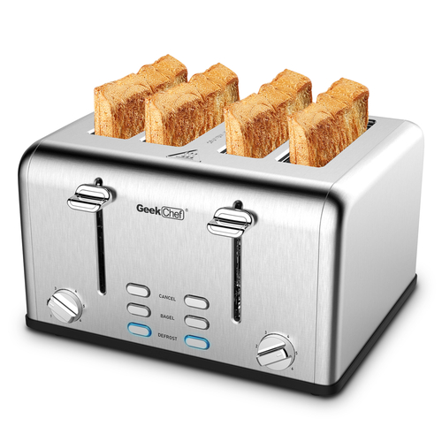 Toaster 4 Slice Stainless Steel Extra-Wide Slot Toaster 