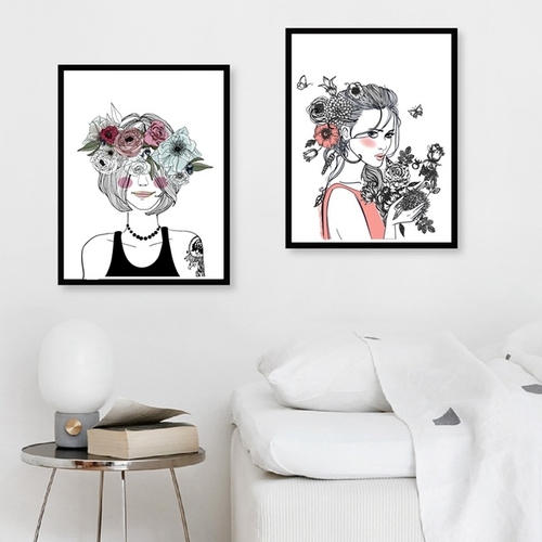 Girl Hair Decoration Canvas Art Print Poster,